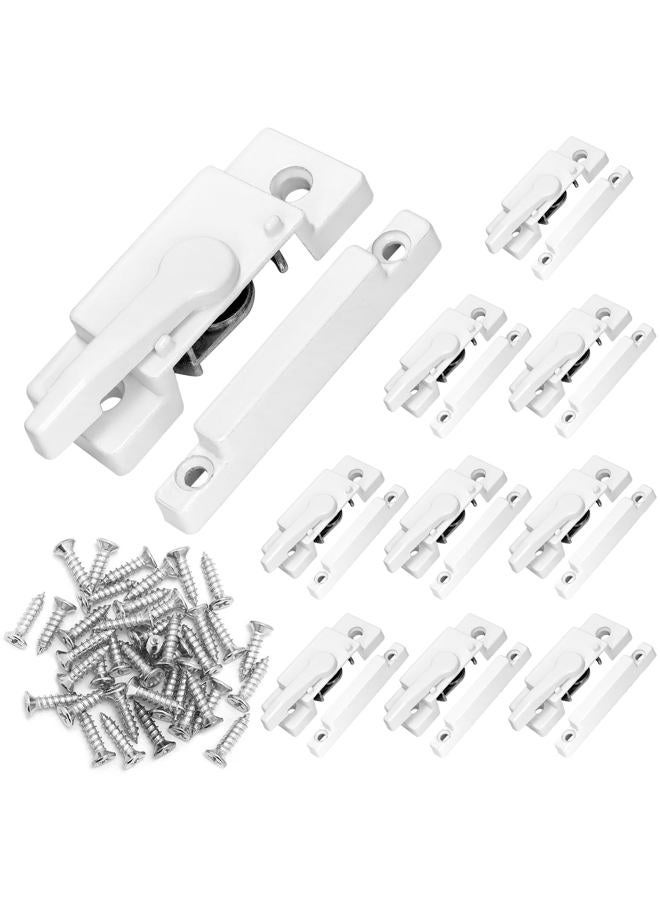 QWORK 10 Pack Sliding Window Sash Locks, Cam Action White Window Sash Locks with Screws – Zinc Alloy Security Locks for Horizontal, Vertical, Single, Double-Hung Sliding Windows and Doors, - Image 1
