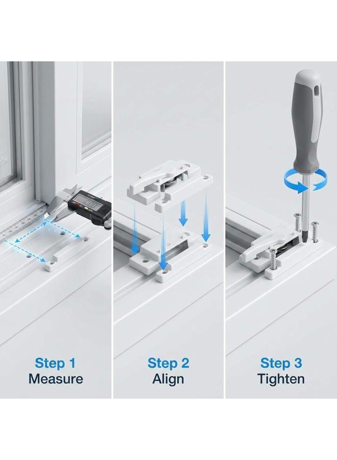 QWORK 10 Pack Sliding Window Sash Locks, Cam Action White Window Sash Locks with Screws – Zinc Alloy Security Locks for Horizontal, Vertical, Single, Double-Hung Sliding Windows and Doors, - Image 4