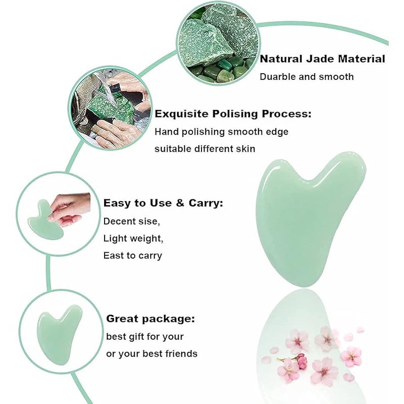 Ditind Gua Sha, Jade Stone Gua Sha Massage Tool, Guasha Tool for Face and Body Skin Massage. Gua Sha Set for Toxins Prevents Wrinkles for SPA Acupuncture, Therapy Trigger Point Treatment. - Image 3