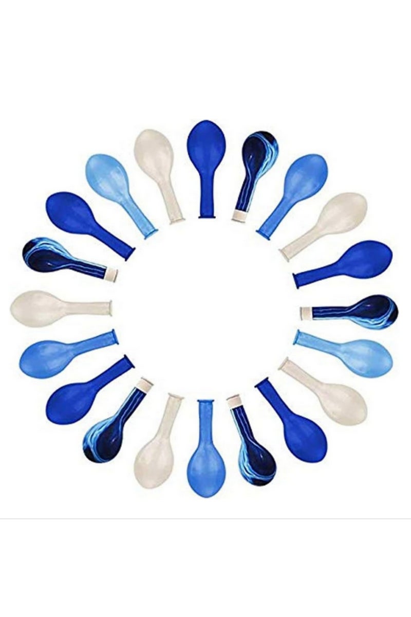 20pcs 12 Inch Blue Silver Metallic Latex Balloons Set Confetti Balloons Agate Marble Stripe Assorted Colors Party Balloons for Baby Shower Birthday Wedding NYE Party Decoration Supply - Image 4