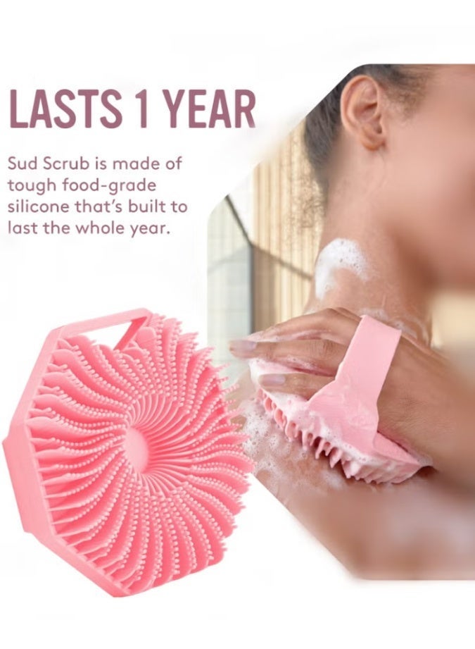 فرشاة سيليكون طويلة المقبض لتنظيف الجسم – فرشاة تقشير لطيفة للاستحمام والجلد الحساس، مع قبضة مضادة للانزلاق، وتصميم سريع الجفاف وصحي مع رأس قابل للفصل للتنظيف العميق - Image 5