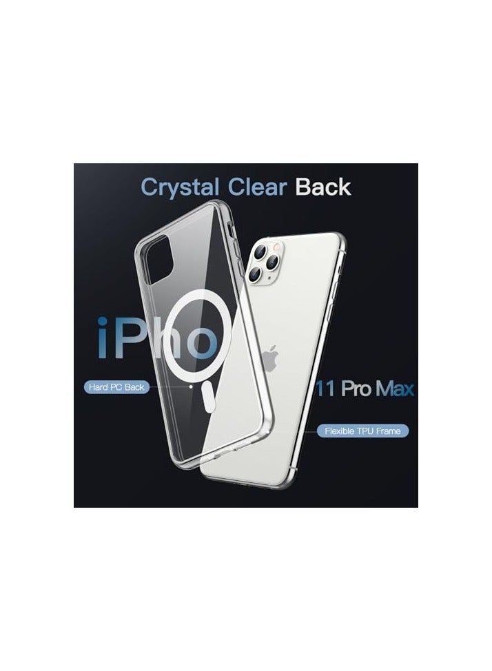 JETech Magnetic Case for iPhone 11 Pro Max 6.5-Inch Compatible with MagSafe Wireless Charging, Shockproof Phone Bumper Cover, Anti-Scratch Clear Back (Clear) - Image 2