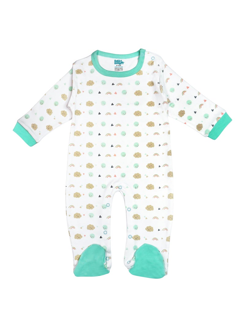 بابيز_بيسك بيبيز بيسك مجموعة هدايا مكونة من 5 قطع قطنية 100٪ للجنسين تشمل السالوبيت ، والرمبر ، والقفازات ، والقبعة ، والبيجامة/البذلة. - Image 2