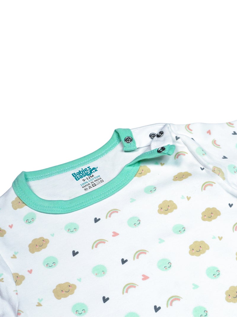 بابيز_بيسك بيبيز بيسك مجموعة هدايا مكونة من 5 قطع قطنية 100٪ للجنسين تشمل السالوبيت ، والرمبر ، والقفازات ، والقبعة ، والبيجامة/البذلة. - Image 5