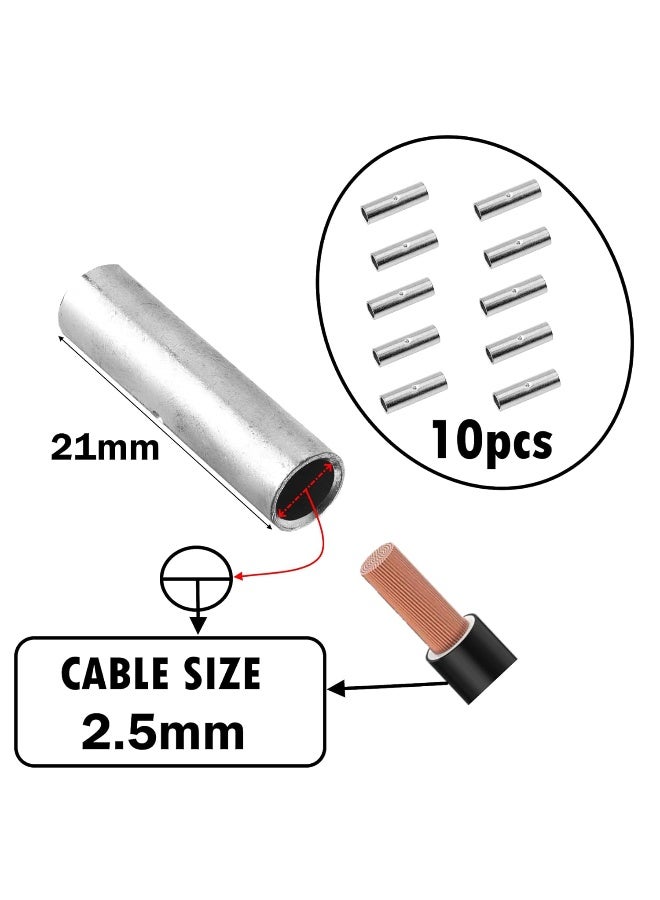 Royal Apex 10Pcs Copper Joint Cable Crimp Terminals Firm Ferrule Butt Connectors For Secure And Reliable Wire Connections Versatile Use For Solar Auto Home And Electrical Projects 2.5Mm - Image 2