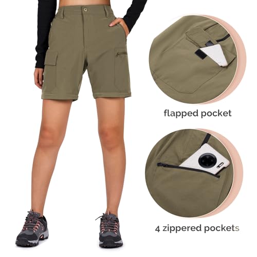 Cycorld Women's-Hiking-Pants-Convertible Quick-Dry-Stretch-Lightweight Zip-Off Outdoor Pants with 5 Deep Pockets (Khaki, Medium) - Image 5