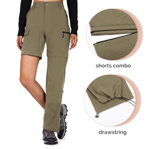 Cycorld Women's-Hiking-Pants-Convertible Quick-Dry-Stretch-Lightweight Zip-Off Outdoor Pants with 5 Deep Pockets (Khaki, Medium) - Image 3