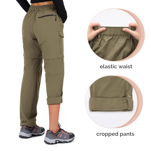 Cycorld Women's-Hiking-Pants-Convertible Quick-Dry-Stretch-Lightweight Zip-Off Outdoor Pants with 5 Deep Pockets (Khaki, Medium) - Image 4