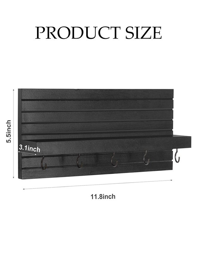 DUNISO Key Holder For Wall，Entryway Shelf With Hooks And Shelf，Wood Keyholder Entrance Hanger With Mounting Hardware，Sturdy and Durable，for Wall Decorative Door Entryway Hallway And Office - Image 2