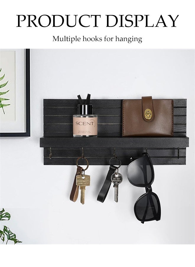 DUNISO Key Holder For Wall，Entryway Shelf With Hooks And Shelf，Wood Keyholder Entrance Hanger With Mounting Hardware，Sturdy and Durable，for Wall Decorative Door Entryway Hallway And Office - Image 3