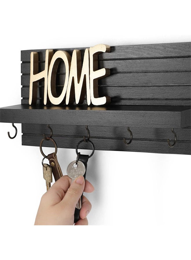 DUNISO Key Holder For Wall，Entryway Shelf With Hooks And Shelf，Wood Keyholder Entrance Hanger With Mounting Hardware，Sturdy and Durable，for Wall Decorative Door Entryway Hallway And Office - Image 5