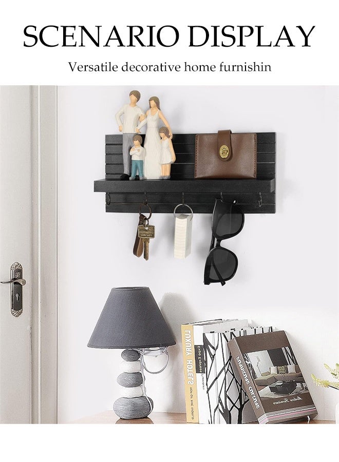 DUNISO Key Holder For Wall，Entryway Shelf With Hooks And Shelf，Wood Keyholder Entrance Hanger With Mounting Hardware，Sturdy and Durable，for Wall Decorative Door Entryway Hallway And Office - Image 4