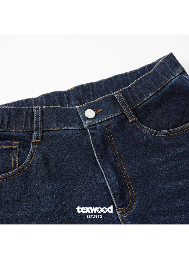Texwood Apple-shaped Tapered Jeans With Hip-hugging And Leg-slimming Effect, Versatile Business Casual Stretch Pants, Dark Blue, Size 32 - Image 2