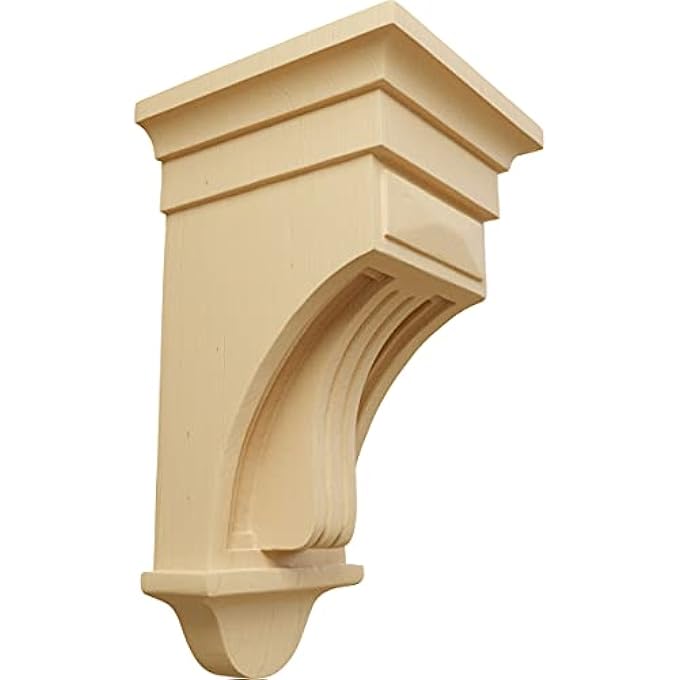 COR06X06X12RAAL 6 1/2-INCH W X 6 1/2-INCH D X 12-INCH H RAISED FLUTING CORBEL, ALDER - Image 1
