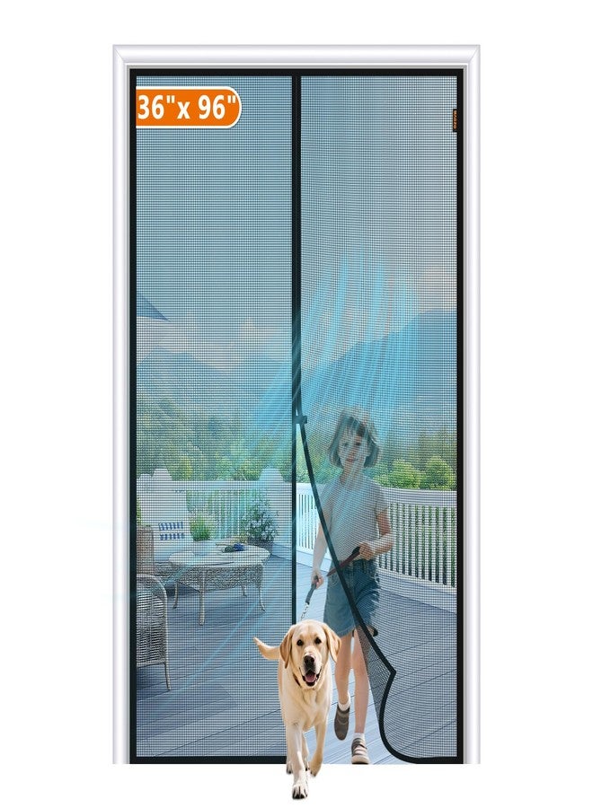 MAGZO Magnetic Screen Door Fit Door Size 36 x 96 Inch, Screen Size 38" x 97" Self Sealing Screen Door Mesh with Hook&Loop Strip, Black - Image 1