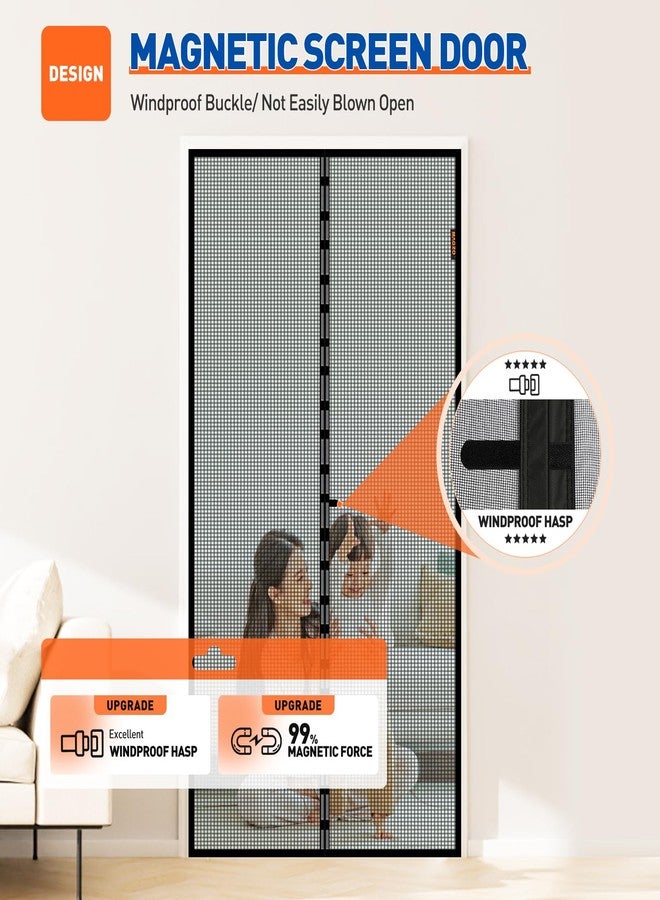 MAGZO Magnetic Screen Door Fit Door Size 36 x 96 Inch, Screen Size 38" x 97" Self Sealing Screen Door Mesh with Hook&Loop Strip, Black - Image 4