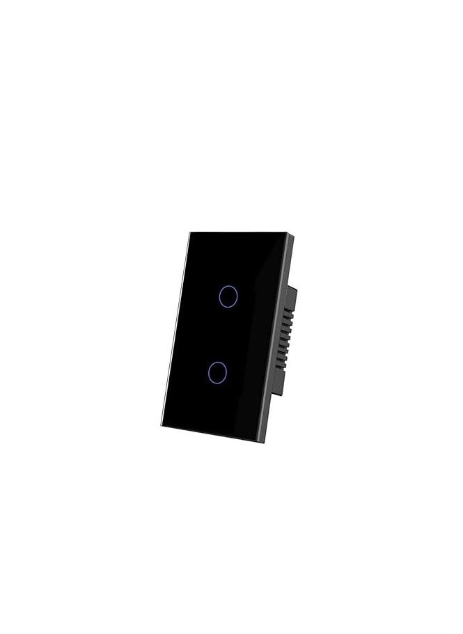 TUYA - Tuya Smart Home Light Wall Touch Switch 2Gang black Wifi Light switch US Standard - Image 1