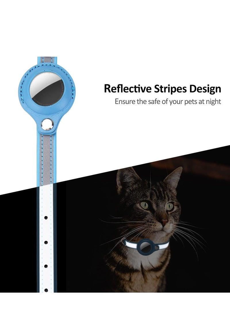 RTYY Airtag Cat Collar,Non-detachable Leather Adjustable Kitten Collar, Reflective Anti-suffocation Kitten Collar with Air Tag Holder for Girls Boys Cats, Small Dogs, Puppies - Image 4