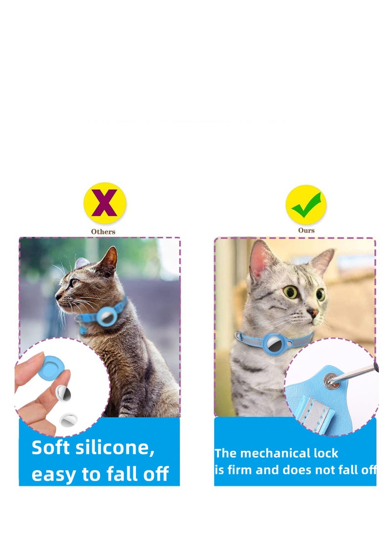 RTYY Airtag Cat Collar,Non-detachable Leather Adjustable Kitten Collar, Reflective Anti-suffocation Kitten Collar with Air Tag Holder for Girls Boys Cats, Small Dogs, Puppies - Image 3