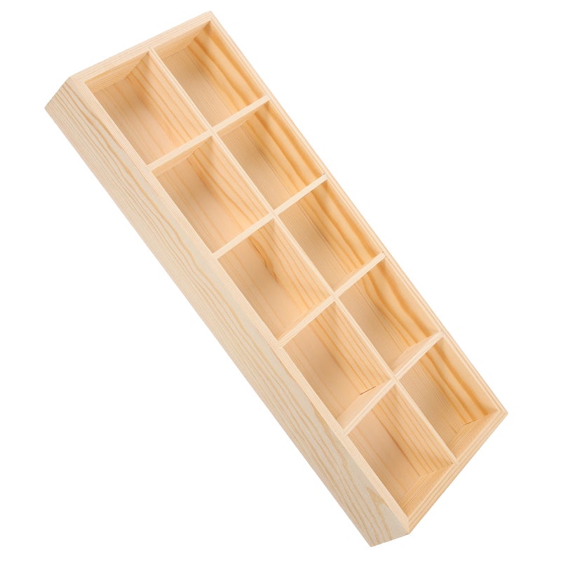 Wood Tea Bag Holder Desktop Tea Bag Storage Case 10 Compartments Spice Bag Holder - Image 1