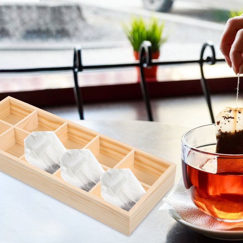 Wood Tea Bag Holder Desktop Tea Bag Storage Case 10 Compartments Spice Bag Holder - Image 4