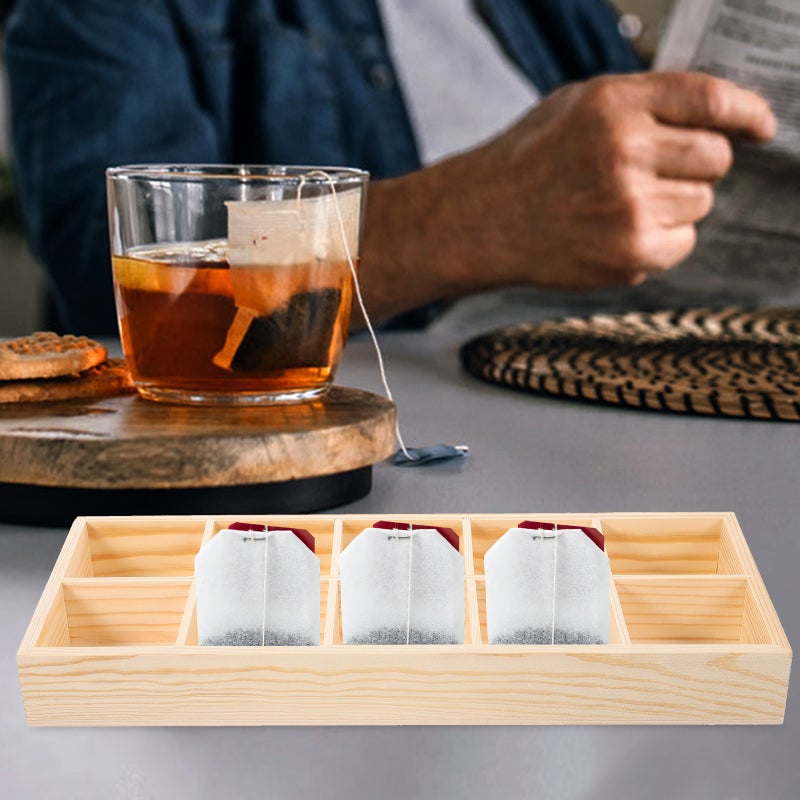 Wood Tea Bag Holder Desktop Tea Bag Storage Case 10 Compartments Spice Bag Holder - Image 3