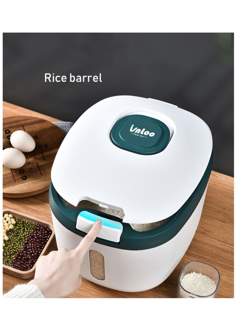 vnloo حاوية أرز متعددة الوظائف محكمة الإغلاق بسعة 5 كجم مقاومة للحشرات لتخزين الحبوب المنزلية مع كوب قياس مجاني - Image 1