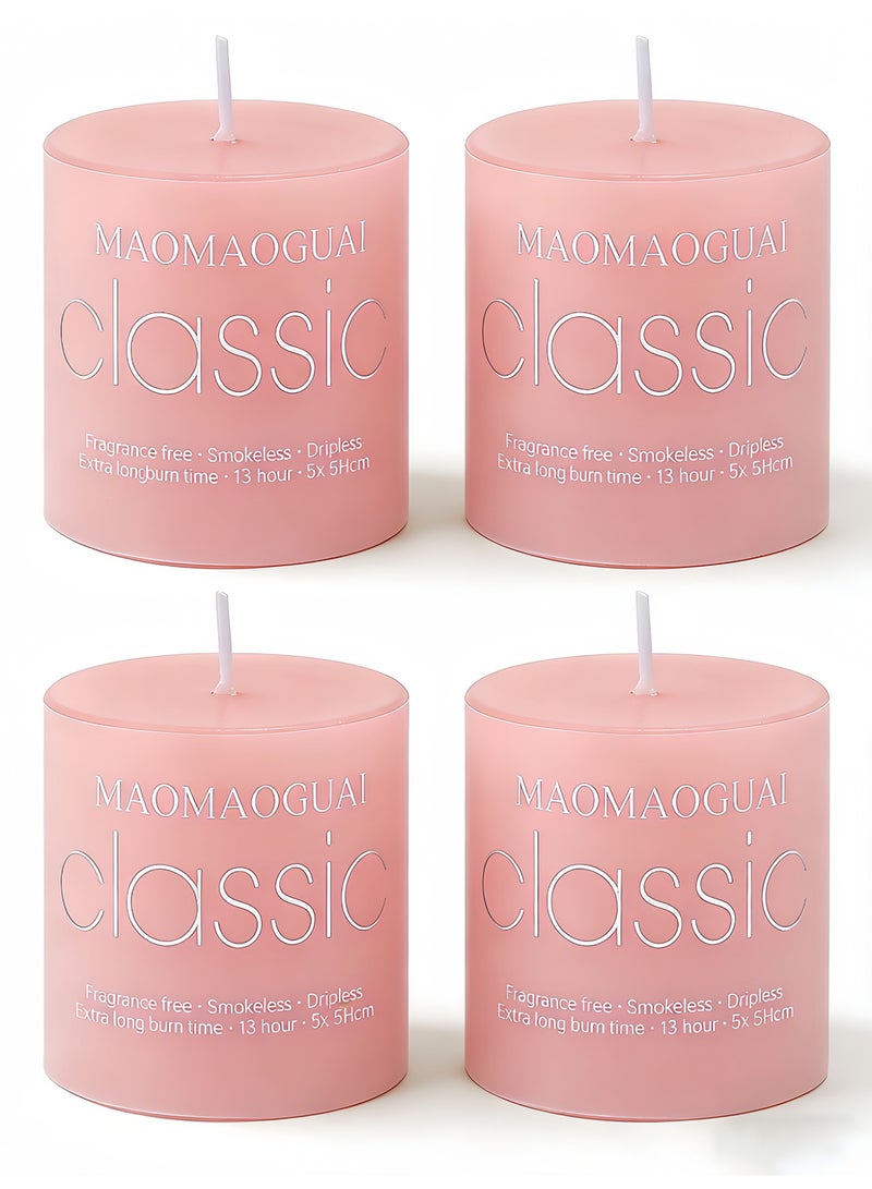 4 Pack Cherry Blossom Scented Candles, Smokeless Dripless Pillar Candles, 13 Hours Long Burning Fragrance Candle Set for Home, Weddings, Parties, Dinner Table Decor, Gift Boxed Aromatherapy Candles - Image 1
