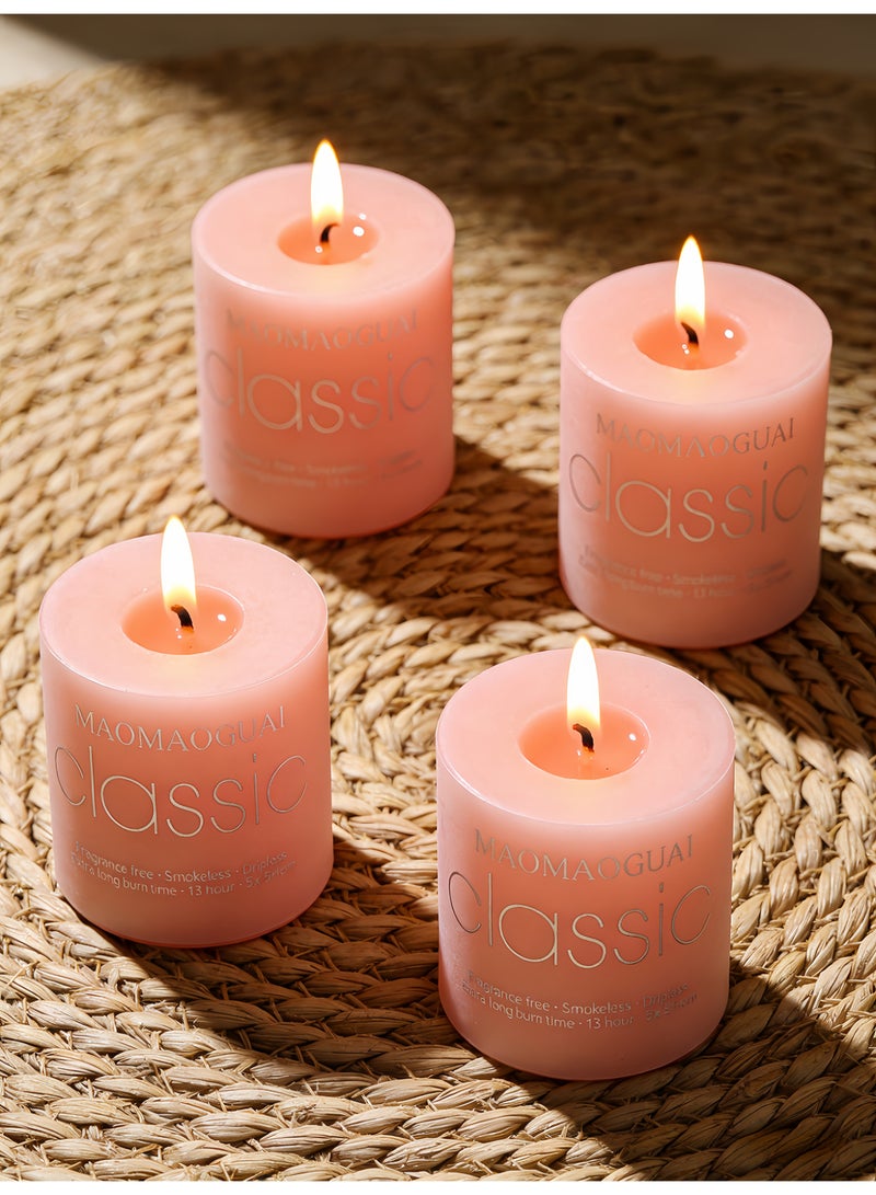 4 Pack Cherry Blossom Scented Candles, Smokeless Dripless Pillar Candles, 13 Hours Long Burning Fragrance Candle Set for Home, Weddings, Parties, Dinner Table Decor, Gift Boxed Aromatherapy Candles - Image 3