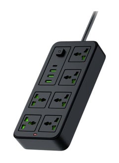 6 Universal Sockets Power Strip 3m - Black