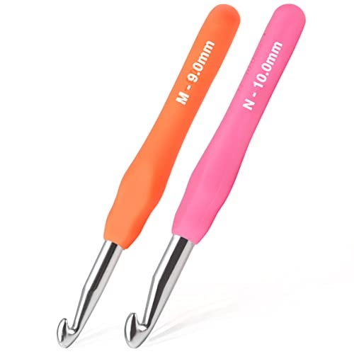 YOJOB 2Pack Size M / 9mm, N / 10mm Crochet Hooks, Super Smooth & Ergonomic for Beginner and Advanced (9.0mm, 10.0mm) - Image 1