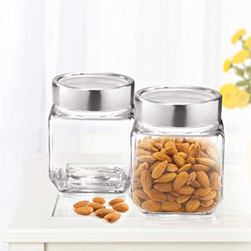 Vency Cube Jar 580ml, Transparent Storage Container Glass Jar for Spices and More (Set Of 8) - Image 3