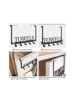 The Bros Over Door Hooks Hanger - 37cm 5-Hook Door Hanger for Coats, Towels, Hats, Clothes - Ideal for Bedroom, Bathroom, Living Room, Kitchen Door, Black  - Image 5