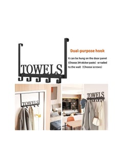 The Bros Over Door Hooks Hanger - 37cm 5-Hook Door Hanger for Coats, Towels, Hats, Clothes - Ideal for Bedroom, Bathroom, Living Room, Kitchen Door, Black  - Image 2