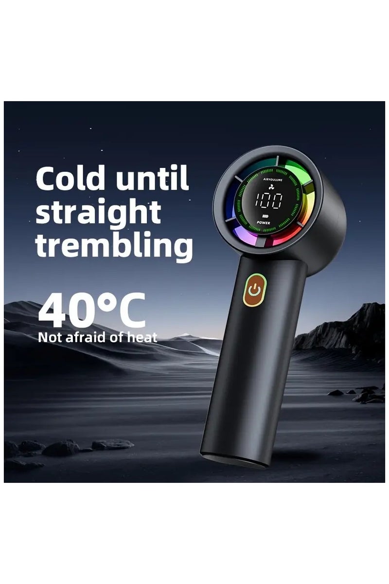 BlueFire Portable handheld USB rechargeable fan with LED digital display, battery indicator, 10 quiet speeds, high-speed motor, compact design for desk, travel and outdoor use - Image 2