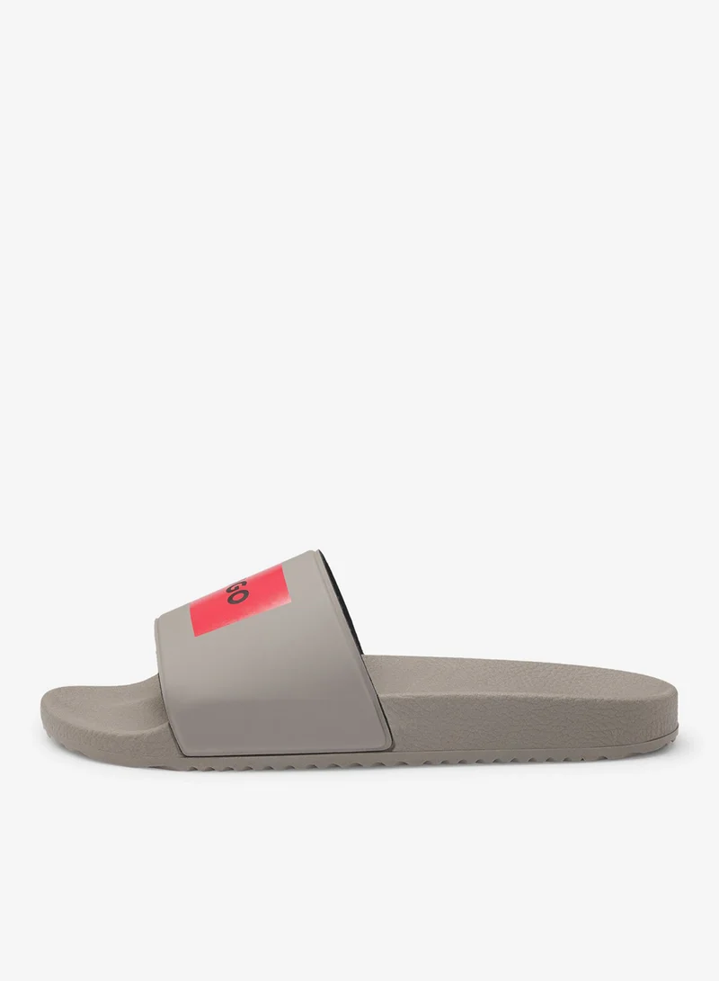 HUGO brown Slides with logo strap for Men | Best Price UAE