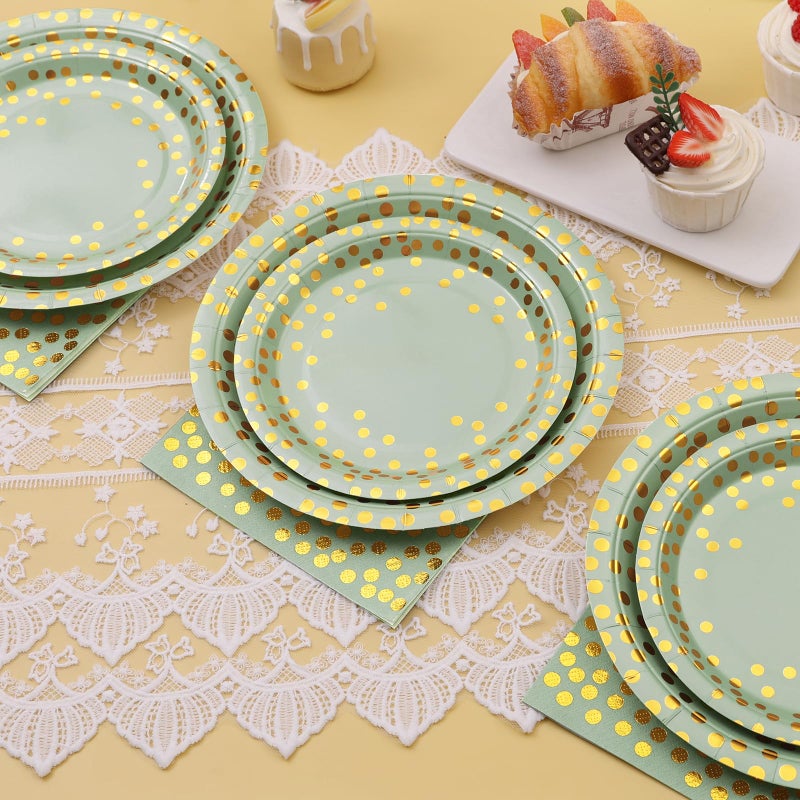 Boocikey 150PCS Sage Green Party Decorations Disposable Sage Green Plates and Napkins Party Supplies for 50 Guests Bridal Shower Plates for Birthday Bachelorette Wedding Graduation Baby Shower Bridal Shower - Image 4