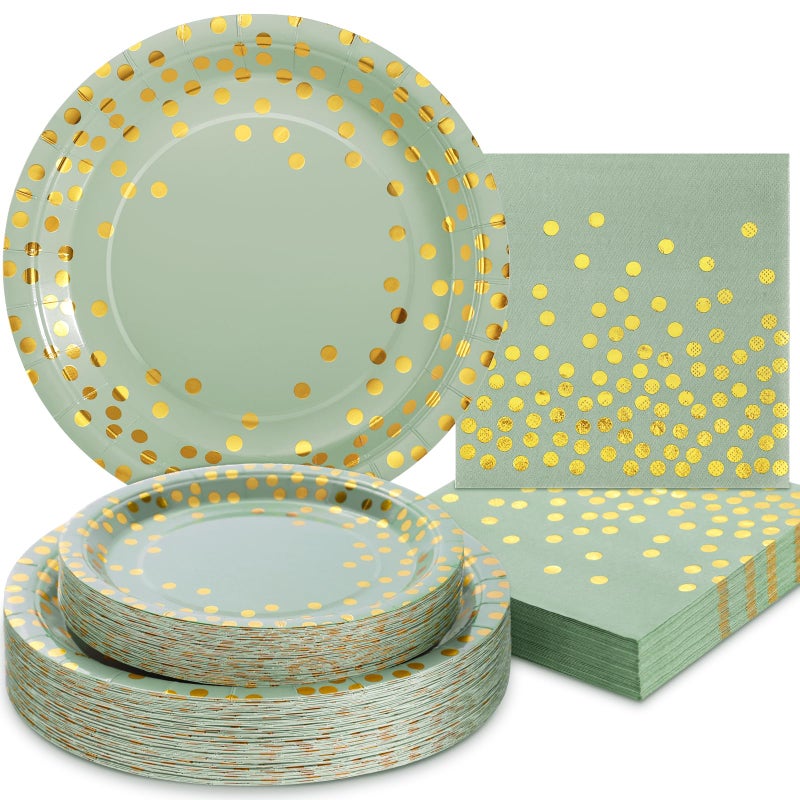 Boocikey 150PCS Sage Green Party Decorations Disposable Sage Green Plates and Napkins Party Supplies for 50 Guests Bridal Shower Plates for Birthday Bachelorette Wedding Graduation Baby Shower Bridal Shower - Image 1