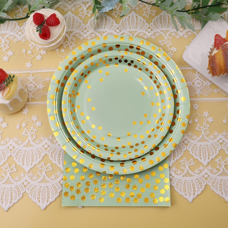 Boocikey 150PCS Sage Green Party Decorations Disposable Sage Green Plates and Napkins Party Supplies for 50 Guests Bridal Shower Plates for Birthday Bachelorette Wedding Graduation Baby Shower Bridal Shower - Image 2