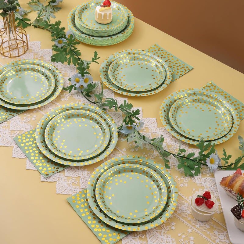 Boocikey 150PCS Sage Green Party Decorations Disposable Sage Green Plates and Napkins Party Supplies for 50 Guests Bridal Shower Plates for Birthday Bachelorette Wedding Graduation Baby Shower Bridal Shower - Image 5
