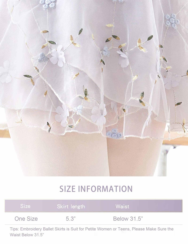 Daydance White Women Ballet Skirts Lace Embroidery Lyrical Wrap Dance Skirts for Adult, 2 Layers - Image 5