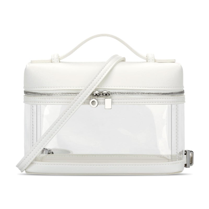 KKXIU Clear Crossbody Bags for Women Stadium Approved Vegan Leather Transparent Purses for Concerts Sports (white) - Image 4