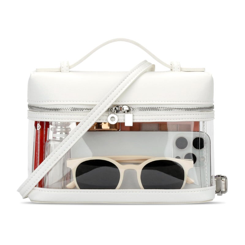 KKXIU Clear Crossbody Bags for Women Stadium Approved Vegan Leather Transparent Purses for Concerts Sports (white) - Image 1