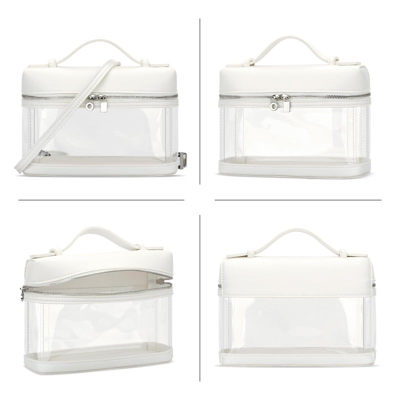 KKXIU Clear Crossbody Bags for Women Stadium Approved Vegan Leather Transparent Purses for Concerts Sports (white) - Image 5