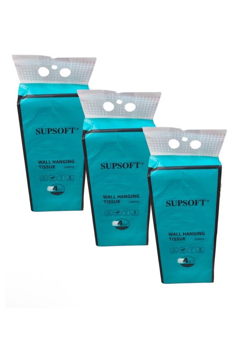 سوبسوفت علبة من 9 علب مناديل حائطية، 4 طبقات، تحتوي كل علبة على 1200 منديل - Image 2