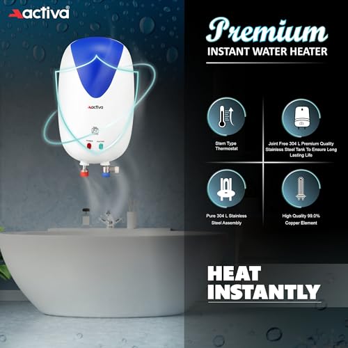 ACTIVA Instant Water Geyser, 3000 Watt, 3 Ltr Tank, ABS Body, ISI Marked Cooper Element, Auto Cutt off, Anti Rust Coating to save Corrosion by Water, 5 years Warranty (White) - Image 2