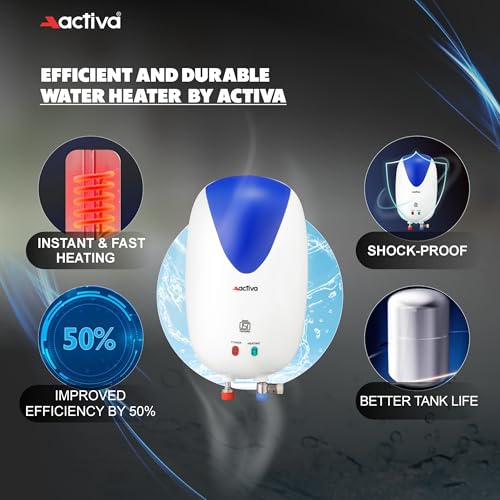 ACTIVA Instant Water Geyser, 3000 Watt, 3 Ltr Tank, ABS Body, ISI Marked Cooper Element, Auto Cutt off, Anti Rust Coating to save Corrosion by Water, 5 years Warranty (White) - Image 4