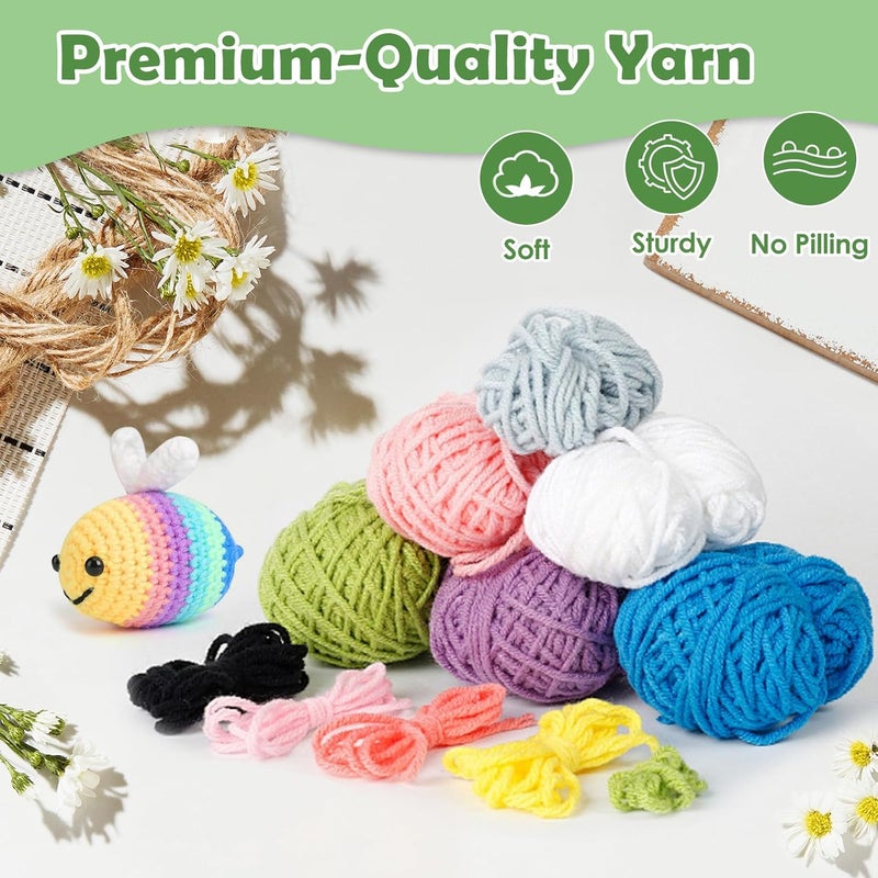 TecoKart طقم كروشيه 4 قطع - سلسلة الحيوانات طقم كروشيه للمبتدئين للكبار والأطفال، طقم DIY مع أدوات ودليل فيديو خطوة بخطوة، متعدد الألوان - Image 4