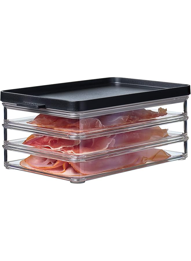 Mepal Ham Storage Box With 3 Layers   Fridge Storage Box With Lid   Cold Cuts   Container For Kitchen Organization   3 X 500 Ml   Black - Image 4
