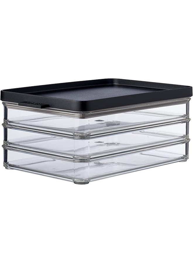 Mepal Ham Storage Box With 3 Layers   Fridge Storage Box With Lid   Cold Cuts   Container For Kitchen Organization   3 X 500 Ml   Black - Image 1